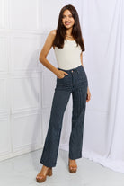 Judy Blue Cassidy Full Size High Waisted Tummy Control Striped Straight Jeans - Guy Christopher