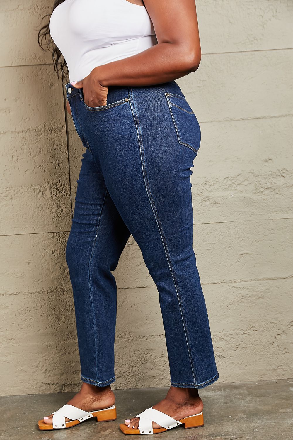 Judy Blue Kailee Full Size Tummy Control High Waisted Straight Jeans - Guy Christopher