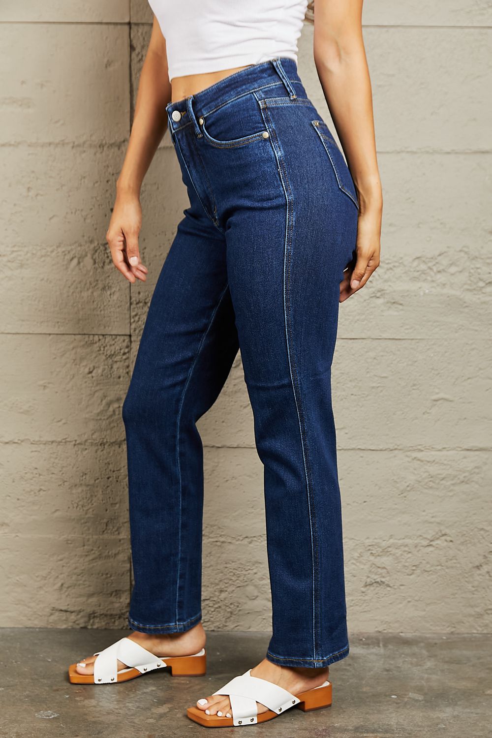Judy Blue Kailee Full Size Tummy Control High Waisted Straight Jeans - Guy Christopher