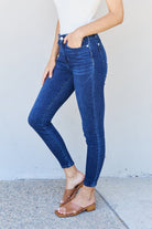 Judy Blue Marie Full Size Mid Rise Crinkle Ankle Detail Skinny Jeans - Guy Christopher