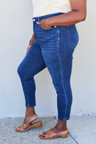 Judy Blue Marie Full Size Mid Rise Crinkle Ankle Detail Skinny Jeans - Guy Christopher