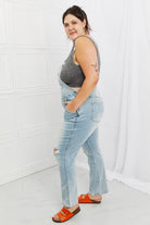 Judy Blue Melina Full Size Distressed Straight Leg Overalls - Guy Christopher