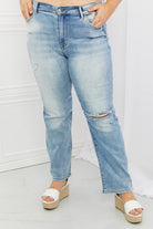 Judy Blue Natalie Full Size Distressed Straight Leg Jeans - Guy Christopher