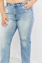 Judy Blue Natalie Full Size Distressed Straight Leg Jeans - Guy Christopher