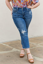 Judy Blue Theresa Full Size High Waisted Ankle Distressed Straight Jeans - Guy Christopher