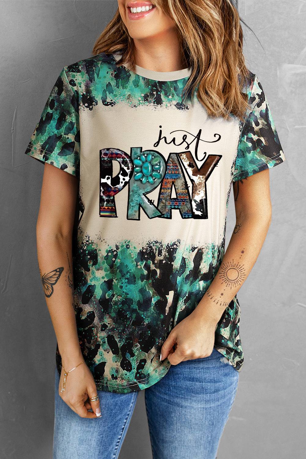 Just Pray Graphic Tee Shirt - Express Your Faith with Romantic Style - Feel the Love and Warmth of True Faith - Guy Christopher