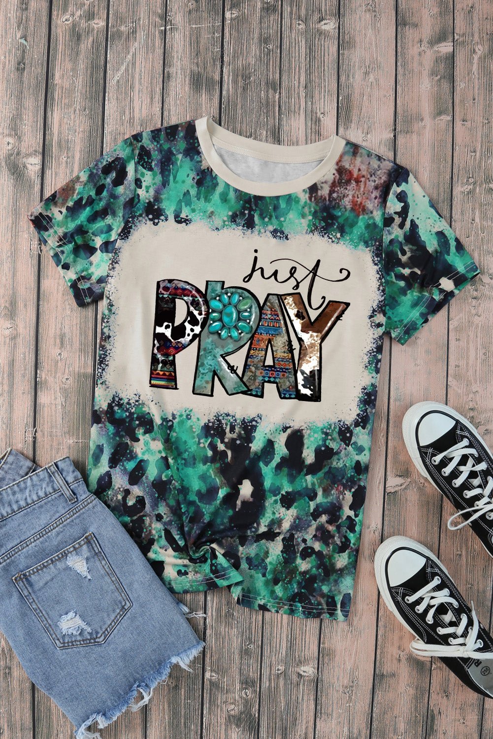 Just Pray Graphic Tee Shirt - Express Your Faith with Romantic Style - Feel the Love and Warmth of True Faith - Guy Christopher