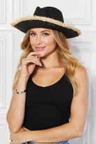 Justin Taylor Poolside Baby Straw Fedora Hat in Black - Guy Christopher
