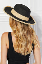 Justin Taylor Poolside Baby Straw Fedora Hat in Black - Guy Christopher