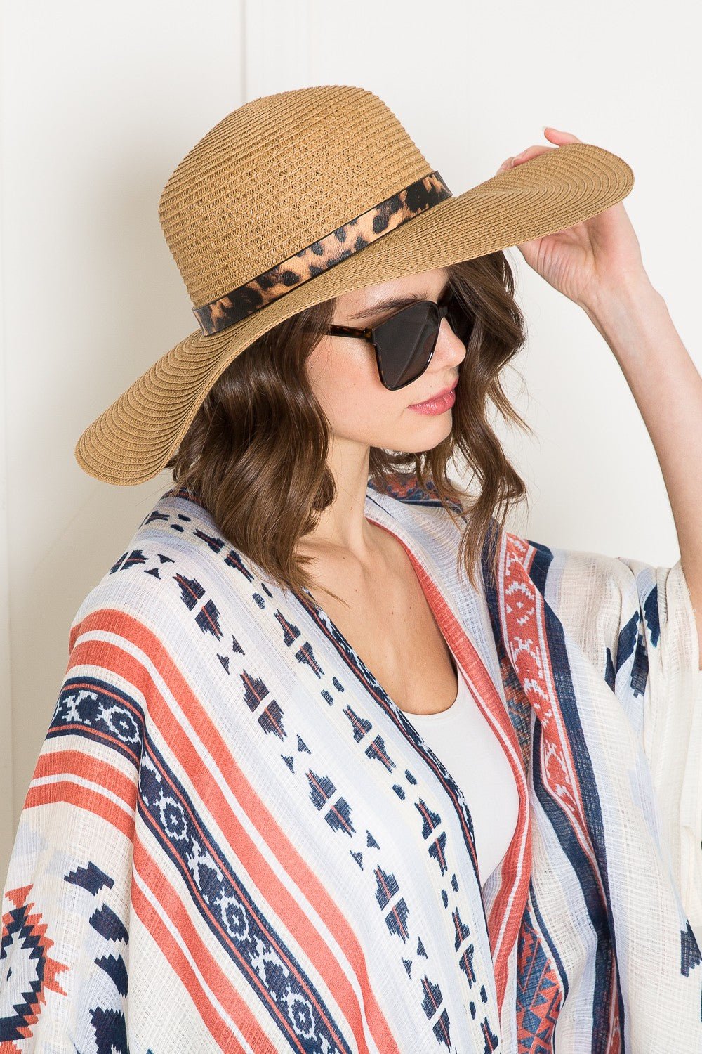 Justin Taylor Printed Belt Sunhat in Beige - Guy Christopher