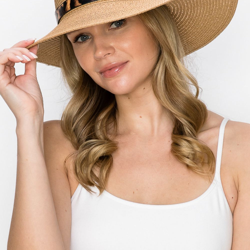 Justin Taylor Printed Belt Sunhat in Beige - Guy Christopher