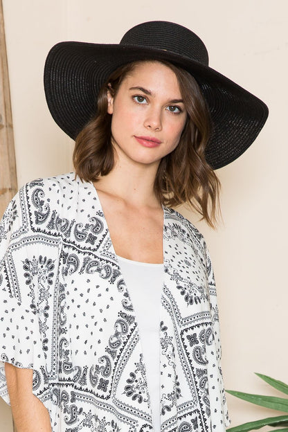 Justin Taylor Printed Belt Sunhat in Black - Guy Christopher