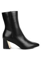 Kaira Metallic Accent Heel High Ankle Boots - Guy Christopher