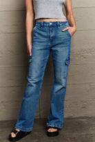 Kancan Holly High Waisted Cargo Flare Jeans - Guy Christopher