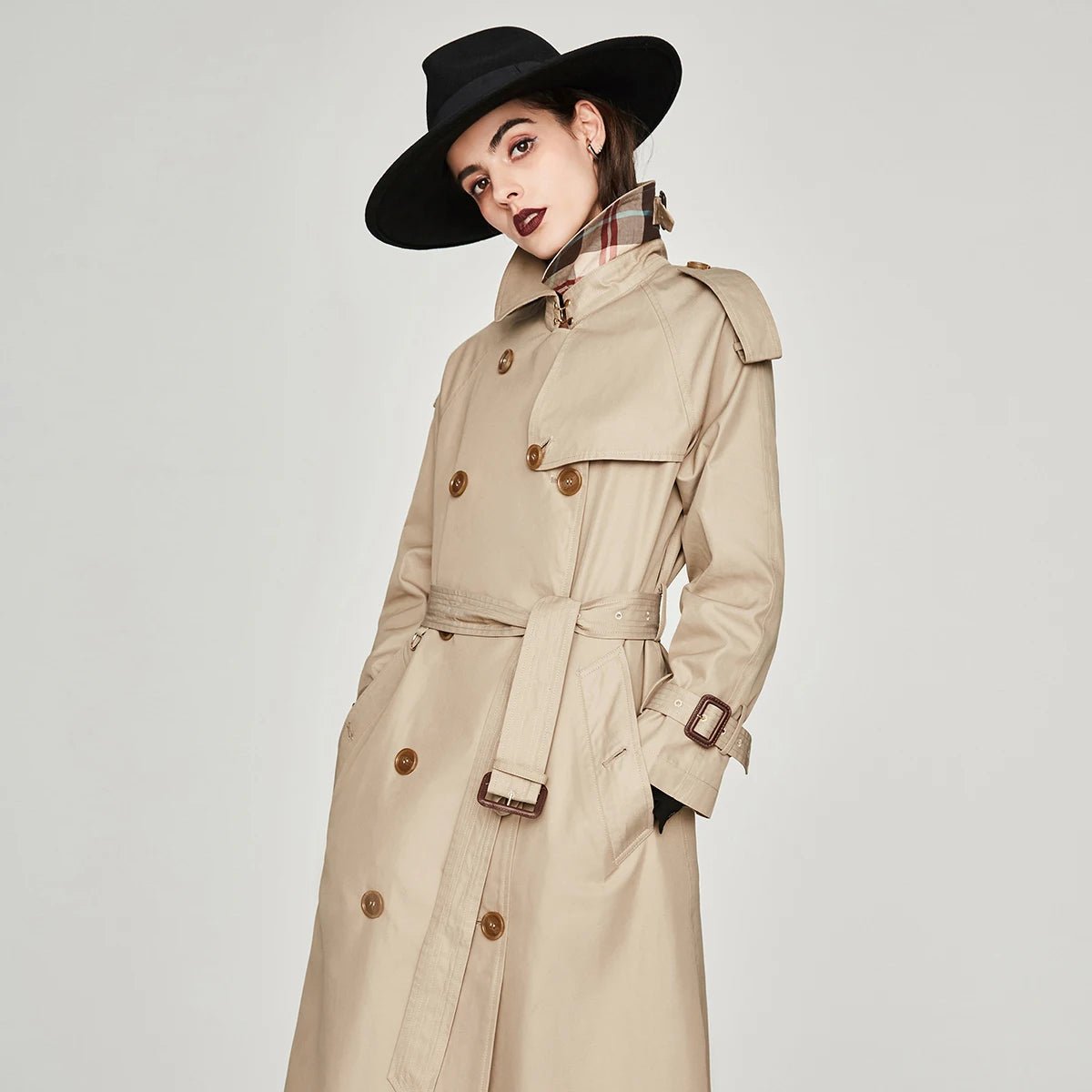 Khaki High quality Spring new fashion style trench coat British style thin wild small high school trench coat women - Guy Christopher