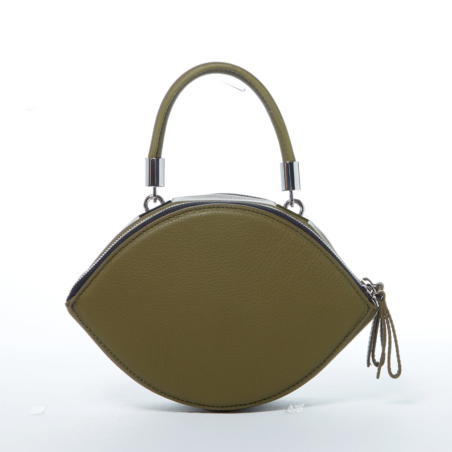 Kiss Circle Shape Leather Crossbody Bag Olive Green - Guy Christopher