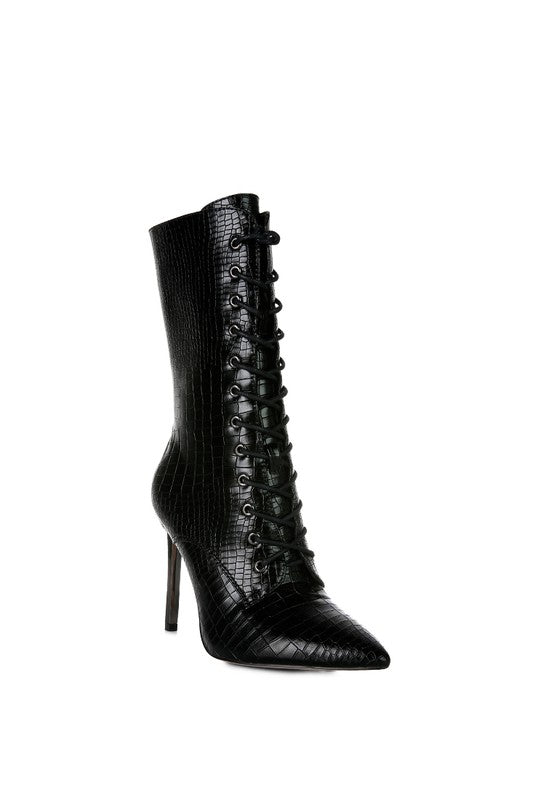 KNOCTURN Croc Textured Over The Ankle Boots - Guy Christopher
