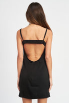 LACE CONTRASTED MINI SLIP DRESS - Guy Christopher
