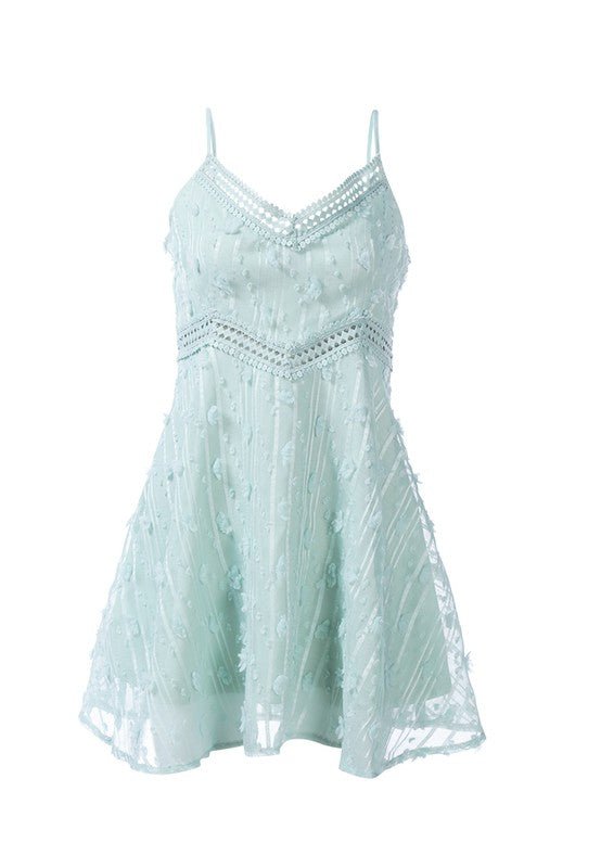 Lace Detail Dobby Slip Dress - Guy Christopher