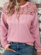 Lace Detail Round Neck Top - Guy Christopher