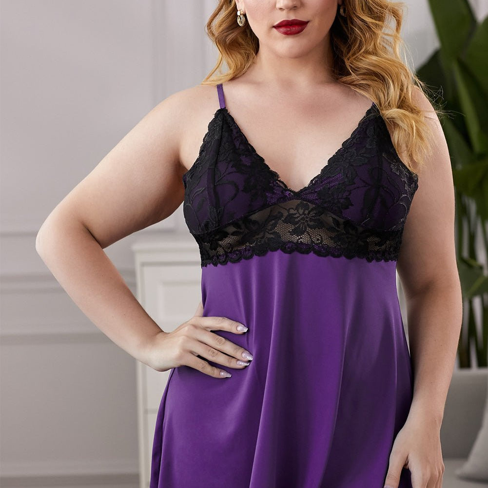 Lace See-Through Plus Size Chemise - Embrace Timeless Romance and Sensuality - Flatter Your Curves with Intricate Lace Patterns - Guy Christopher