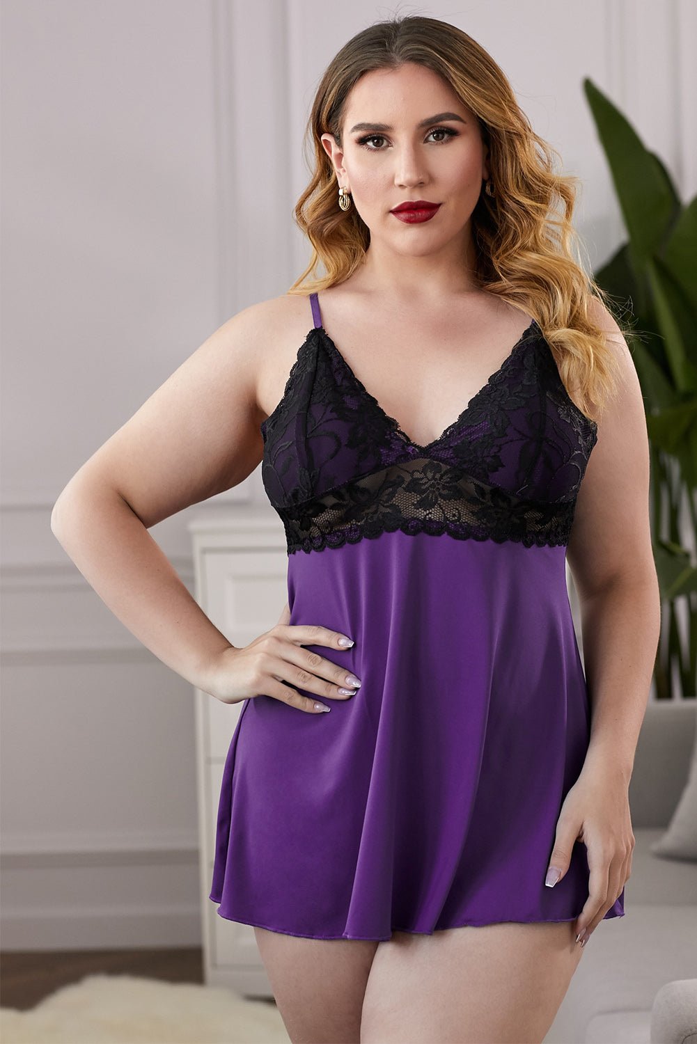 Lace See-Through Plus Size Chemise - Embrace Timeless Romance and Sensuality - Flatter Your Curves with Intricate Lace Patterns - Guy Christopher