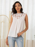 Lace Trim Round Neck Long Sleeve Tank Top - Guy Christopher