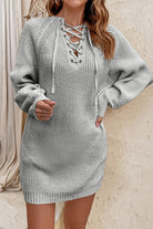 Lace-Up Mini Sweater Dress - Guy Christopher