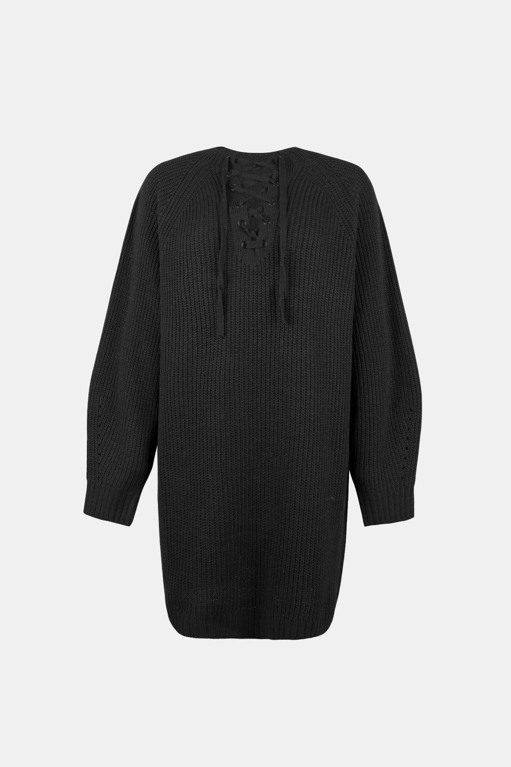 Lace-Up Mini Sweater Dress - Guy Christopher