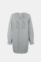 Lace-Up Mini Sweater Dress - Guy Christopher