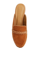 Lavinia Suede Leather Braided Detail Mules - Guy Christopher