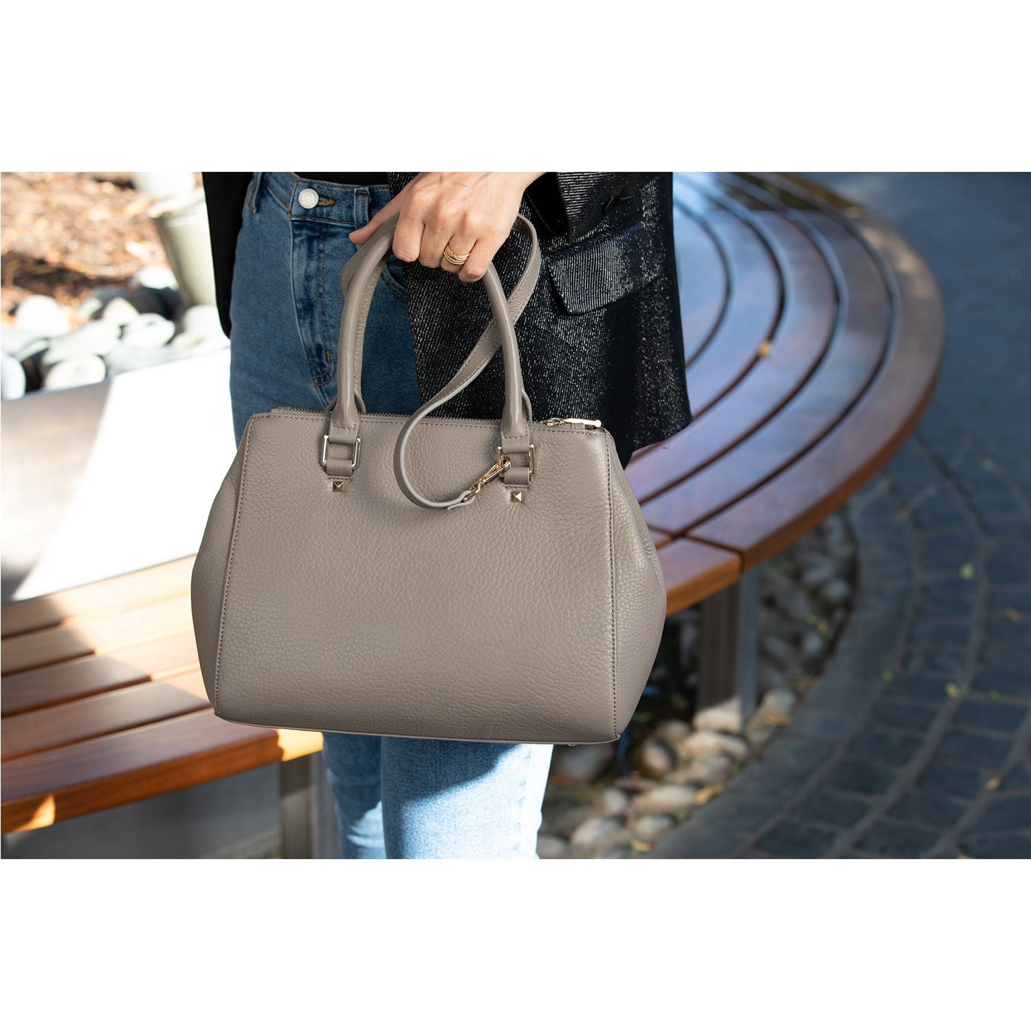 Leather Gray Satchel Bag - Guy Christopher