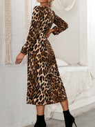 Leopard Button Down V-Neck Dress - Guy Christopher