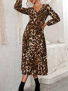 Leopard Button Down V-Neck Dress - Guy Christopher