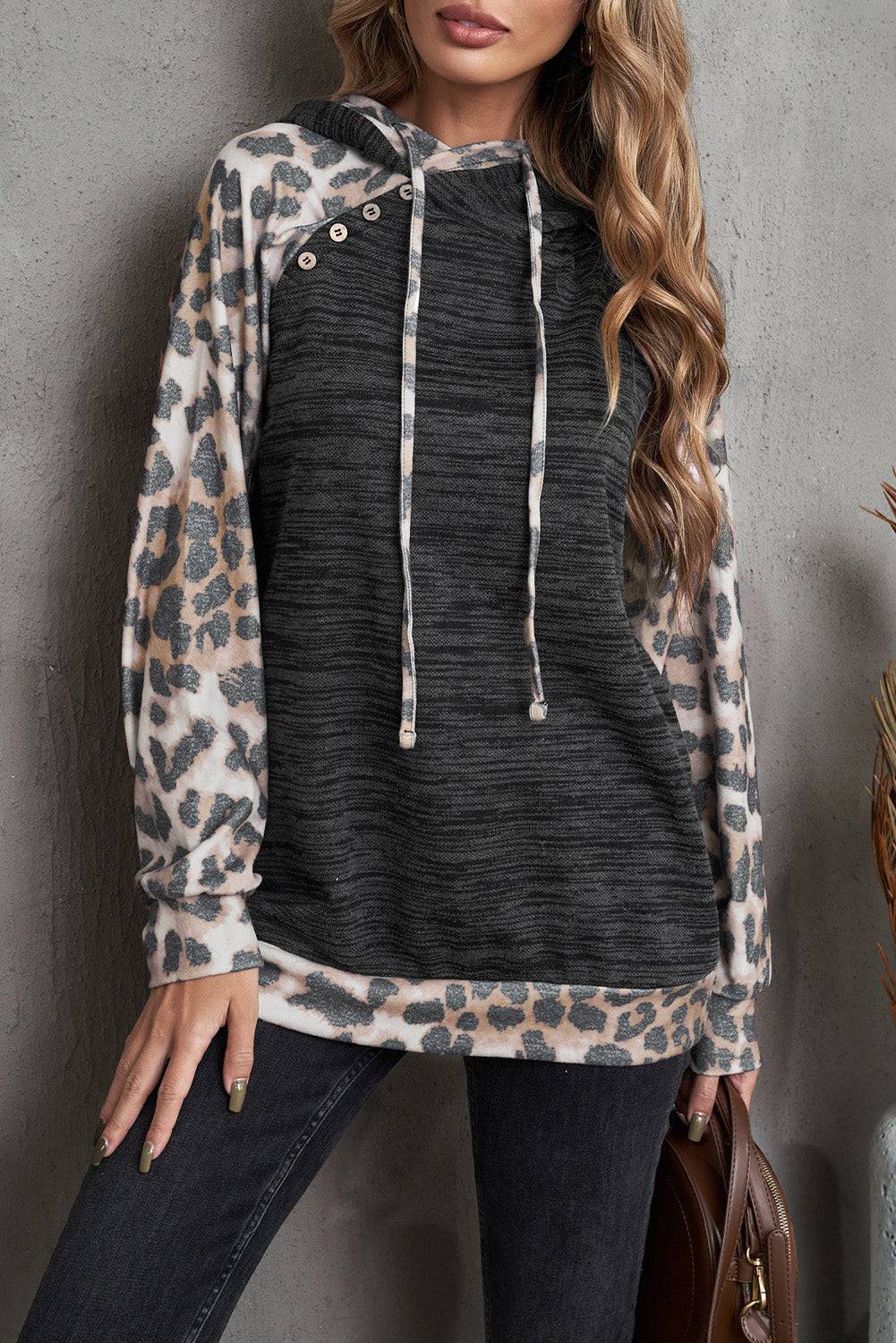 Leopard Color Block Raglan Sleeve Hoodie - Embrace Your Inner Wild and Unleash Your Beauty with this Snug and Stunning Piece of Clothing - Guy Christopher