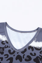 Leopard Color Block V-Neck Short Sleeve Dress - Guy Christopher