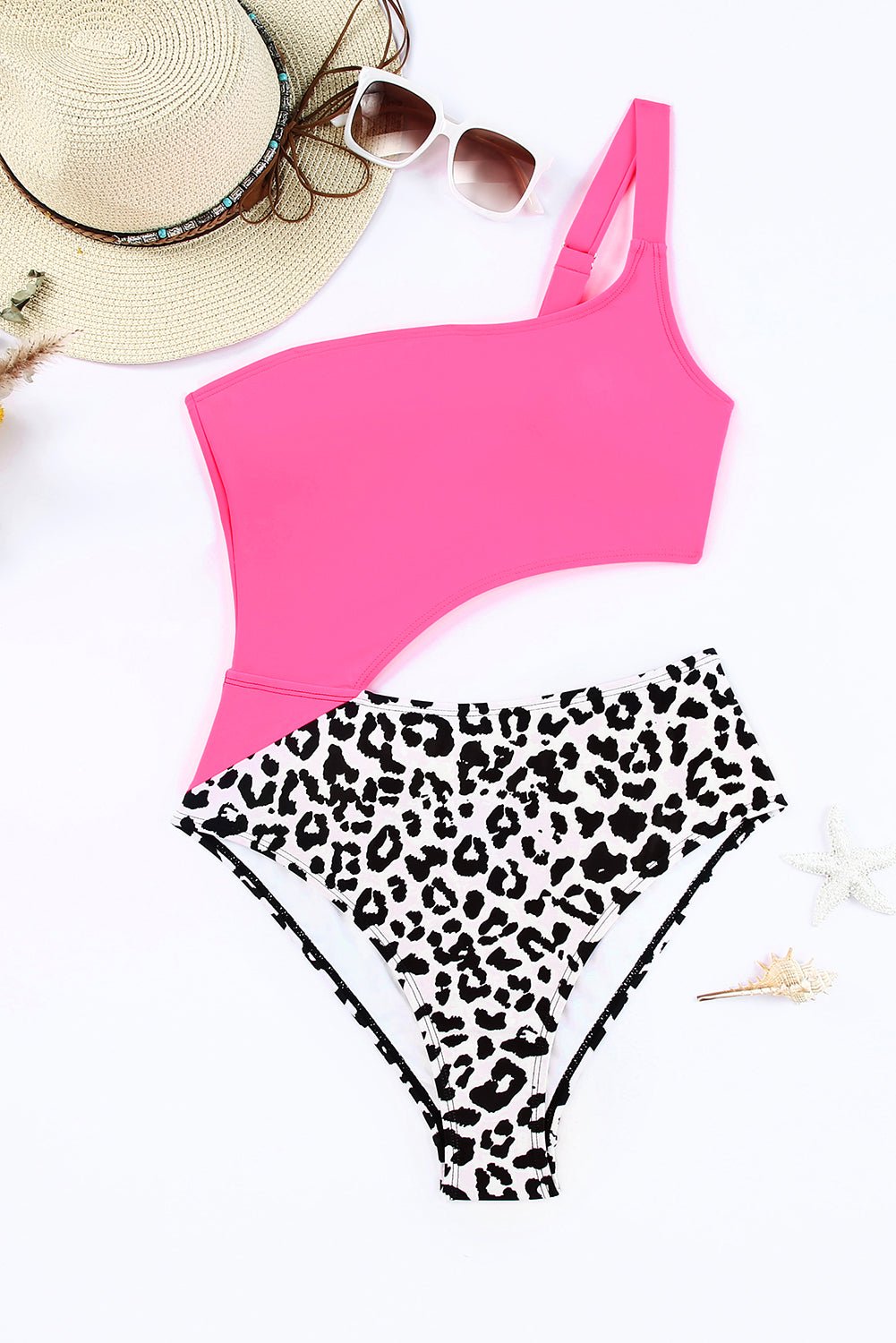 Leopard Cutout One-Shoulder One-Piece Swimsuit - Guy Christopher