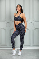 Leopard Cutout Sports Bra and Leggings Set - Guy Christopher