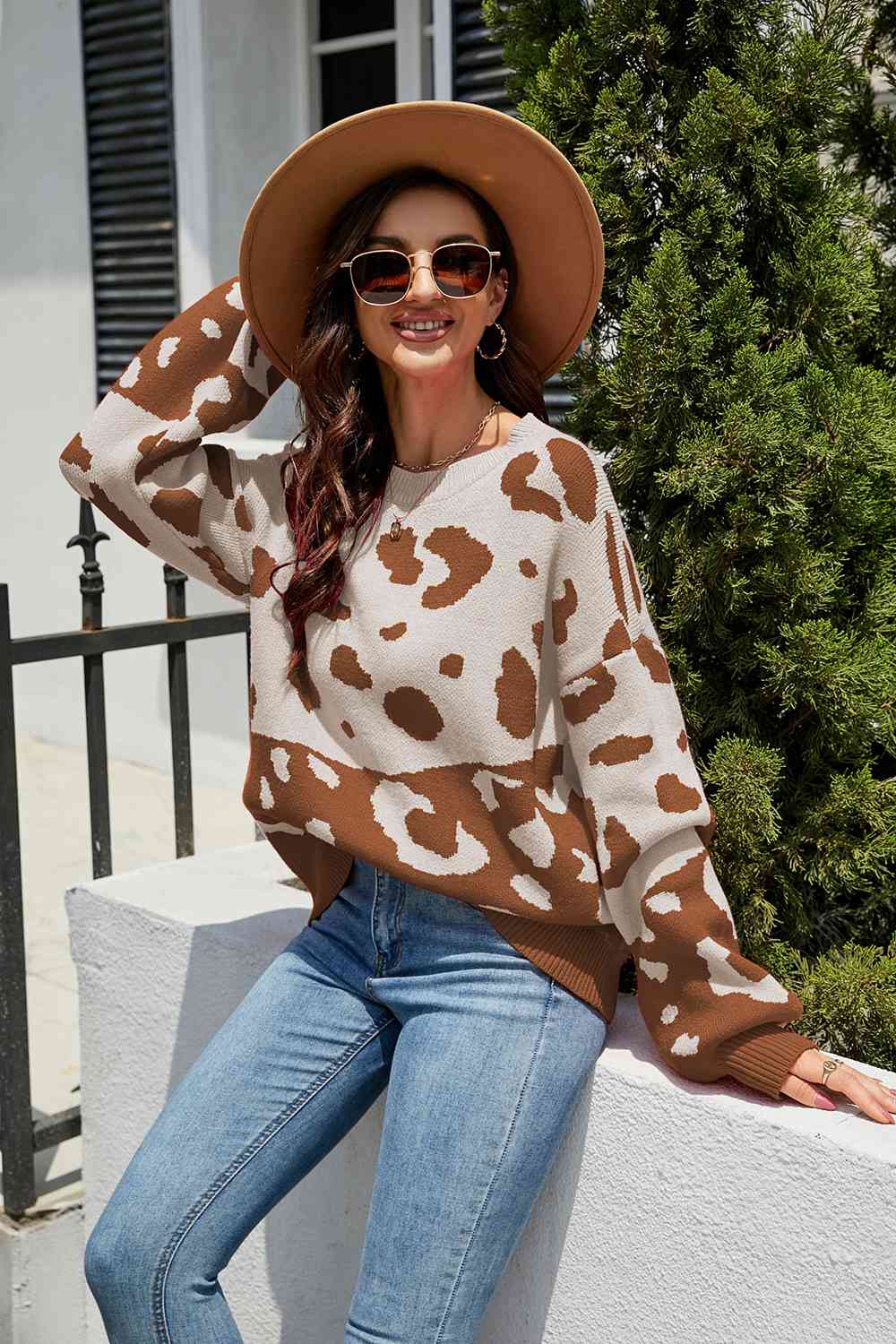 Leopard Drop Shoulder Sweater - Guy Christopher