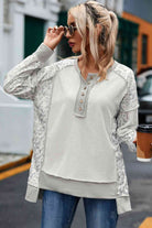 Leopard Exposed Seam Buttoned Round Neck Blouse - Guy Christopher