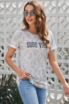 Leopard GOOD VIBES Cuffed Tee Shirt - Embrace Your Untamed Spirit - Unleash Your Inner Wild Child - Guy Christopher