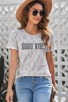 Leopard GOOD VIBES Cuffed Tee Shirt - Embrace Your Untamed Spirit - Unleash Your Inner Wild Child - Guy Christopher