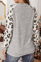 Leopard Graphic Round Neck Long Sleeve T-Shirt - Guy Christopher