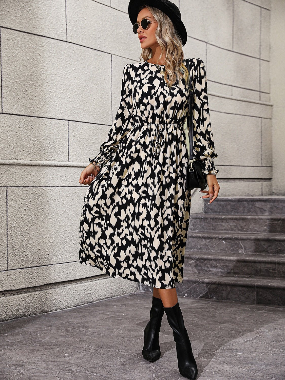 Leopard Long Sleeve Midi Dress - Guy Christopher