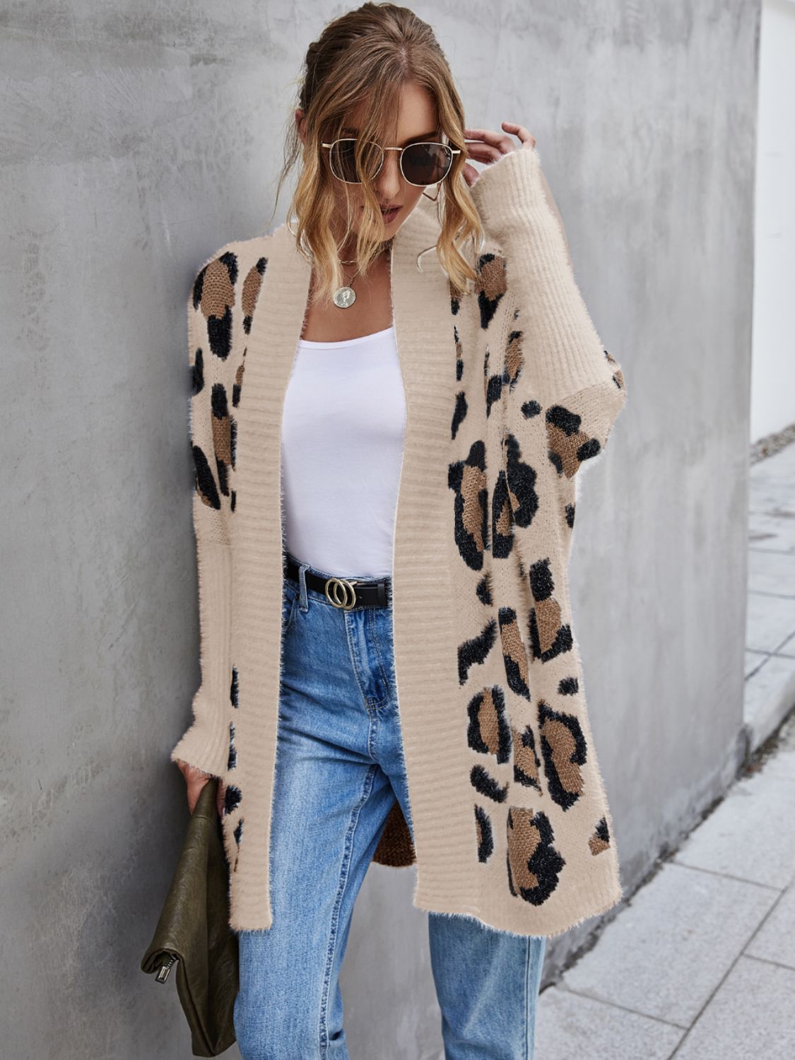 Leopard Pattern Fuzzy Cardigan - Guy Christopher