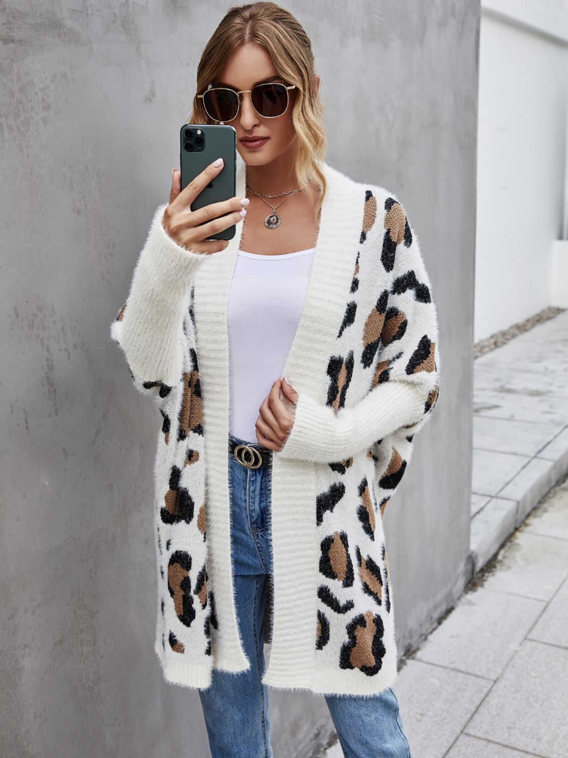 Leopard Pattern Fuzzy Cardigan - Guy Christopher