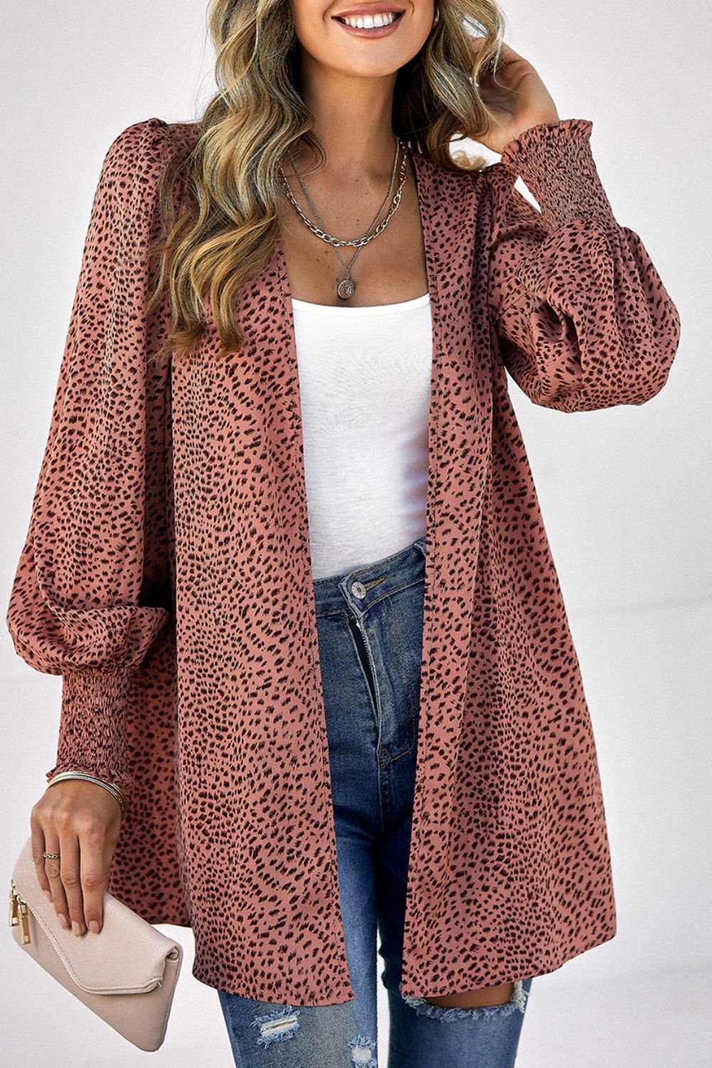 Leopard Print Balloon Sleeve Cardigan - Guy Christopher