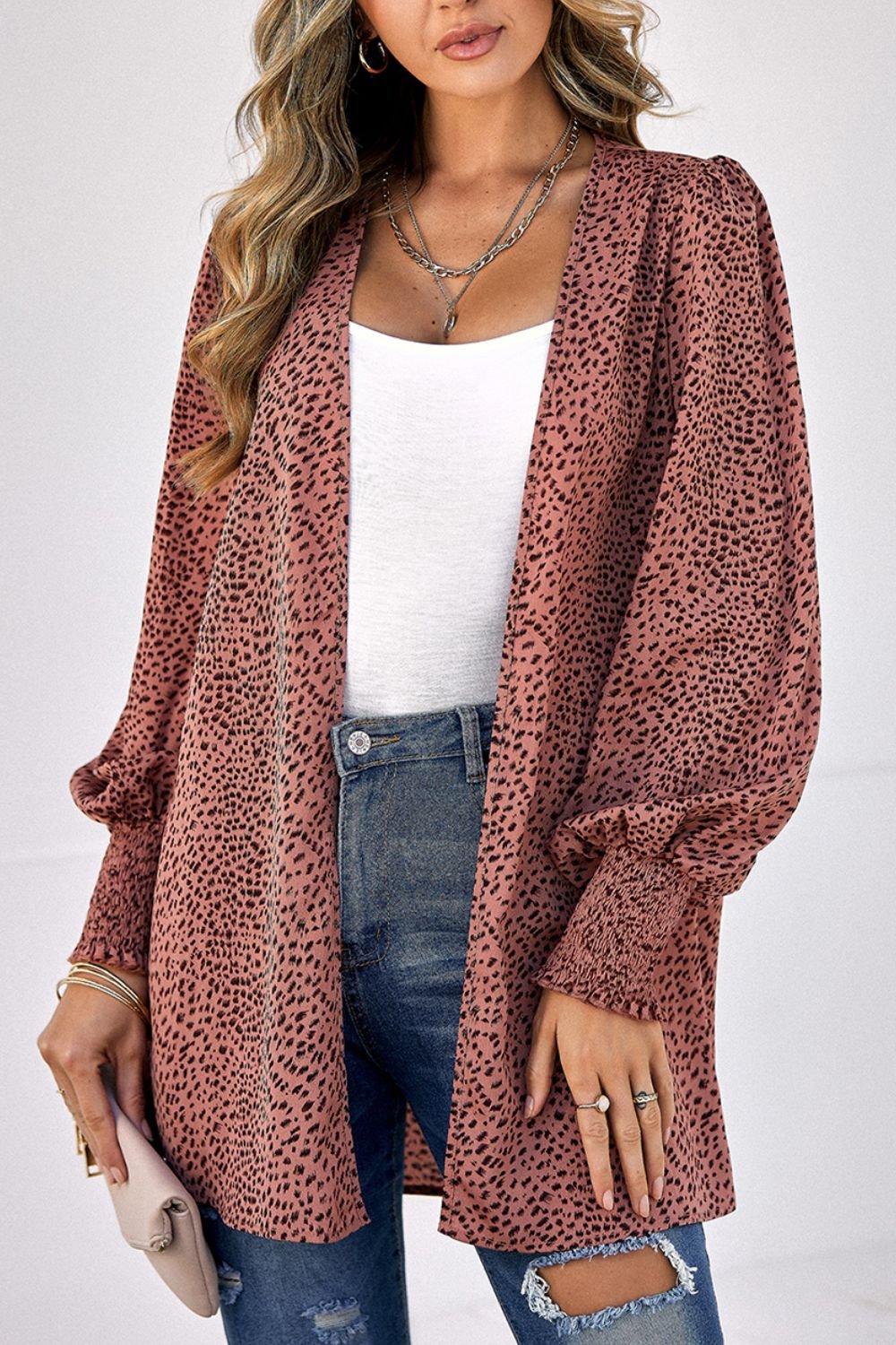 Leopard Print Balloon Sleeve Cardigan - Guy Christopher