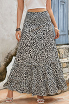Leopard Print Frill Trim Maxi Skirt - Guy Christopher