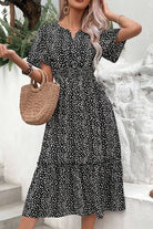 Leopard Print Short Sleeve Midi Dress - Guy Christopher